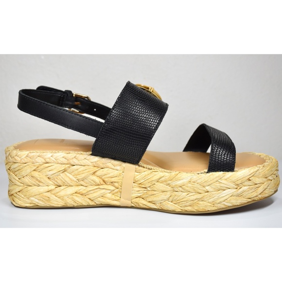 DOLCE VITA NIB CHERA ONYX EMBOSSED LEATHER PLATFORM SLINGBACK SANDAL. SIZE 7.5M - Picture 7 of 13